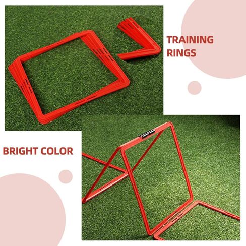 Supvox Square Square Rings Rings Rings 6pcs Youth Agility Footwork Training and Speed ​​Earndles سلم سلم تدريب السرعة المحمولة ، 43.00x43.00x0.20 سم ، 110333ncm1182y in Saudi Arabia