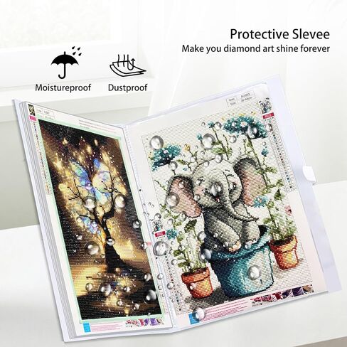 Diamond Painting Accessories Art Storage,16.2x12 inch Art Collection Book Folder, 30 High-Definition Transparent Pockets, Thickened Material (White） in Kuwait