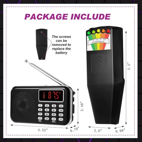 2pcs Ghost Hunting Equipment Kit Include 1 Pcs LED EMF Meter Magnetic Field Ghost Hunting and 1 Pcs Ghost Radio Ghost Hunting Device for Electromagnetic Paranormal Investigations in Kuwait