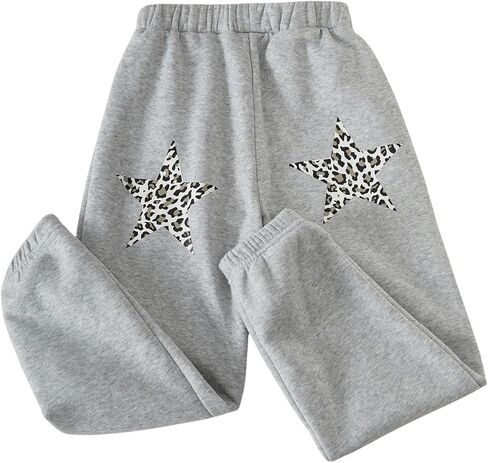 Milumia Girl's Leopard Star Print Wide Sweatpants Sweatpants Switced Pertsers in Kuwait
