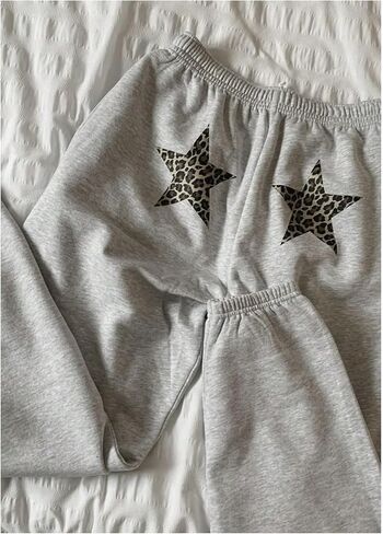 Milumia Girl's Leopard Star Print Wide Sweatpants Sweatpants Switced Pertsers in Kuwait