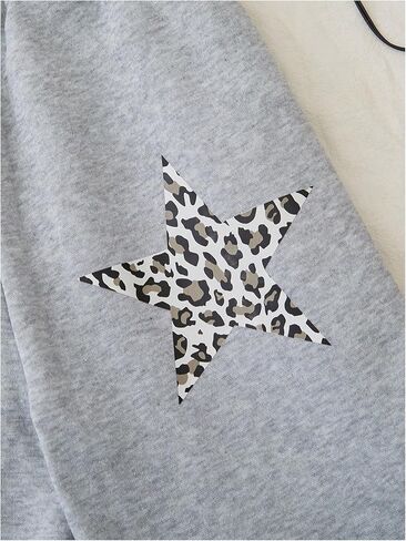 Milumia Girl's Leopard Star Print Wide Sweatpants Sweatpants Switced Pertsers in Kuwait