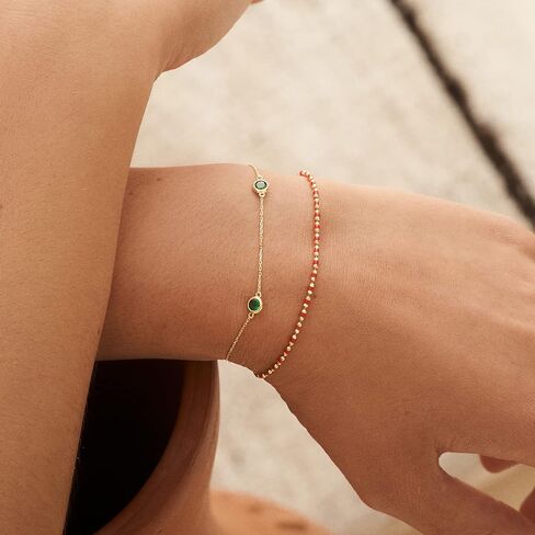 Gelin 14k Solid Gold Ruby Station Bracelet for Women in Saudi Arabia