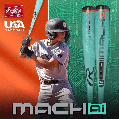 Rawlings | 2025 | MACH AI Baseball Bat | USA | -10 Drop | 2 5/8" Barrel | 1 Pc. Hybrid in Saudi Arabia