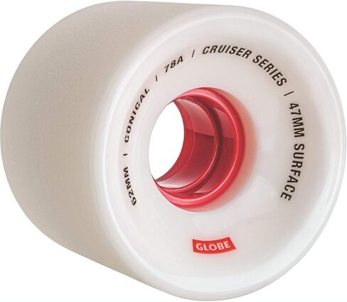 Red & White Conical Cruiser Wheels - 62mm by GLOBE HARDGOODS in Saudi Arabia