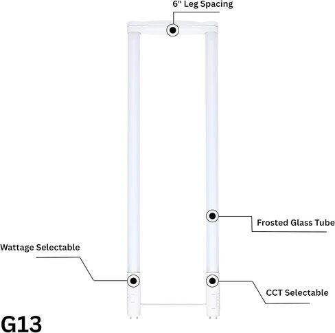 Kennedy Webster U Bend LED Tube Light | T8/T12 | 11.5W/13W/15W قابلة للاختيار | 1800 ، 2000 ، 2200 Lumens | 50 ألف ساعة الحياة | 3000K - 6500K التبديل CCT | A+B خيار | قاعدة G13 | استبدال الفلورسنت | 2 عبوة in Saudi Arabia