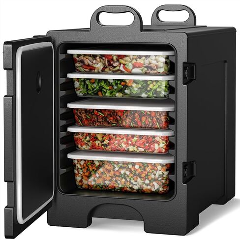 Costway Catering Tarmers ، صناديق ساخنة تلبي 5 مقلاة كاملة الحجم ، 81 سعة ربع سعة ، تصميم قابل للتكديس ، مقابض ، حاملة طعام معزولة محمولة للتجمع العائلي ، المقصف ، المطعم in Saudi Arabia
