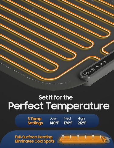 Foldable Food Warming Mat, 24x15″ Electric Buffet Tray with 3 Heat Settings, Auto Shut-Off, Roll-Up Portable Hot Plate for Parties, Countertop & Catering, Easy-Clean, with Carry Bag – Grey in Saudi Arabia