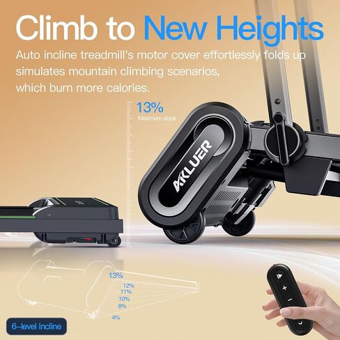 Up Pad, FINEHORSE Walking Pad Treadmill with Auto Incline, 6 in 1 Under Desk Treadmill, 6-Level Incline Treadmill, 2.5HP Portable Treadmill for Home with 330LBS Capacity, LED Display, Remote Control in Kuwait