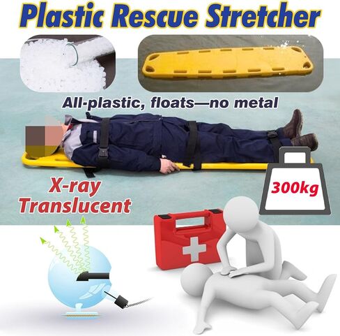 Water Rescue Ambulance Stretcher, Tactical Portable Spine Board for Patient Transfer & Immobilization, EMS Training Backboard - Complete Set for Emergency Response in Saudi Arabia