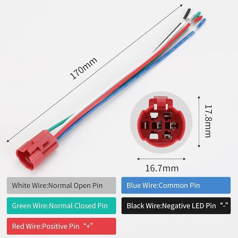 4 مم إغلاق زر التبديل 12 فولت العاصمة على قبالة الذات مع LED angel eye رأس لمدة 0.63 "ثقب التثبيت مع قابس مقبس السلك (LED Black Shell Blue) in Kuwait