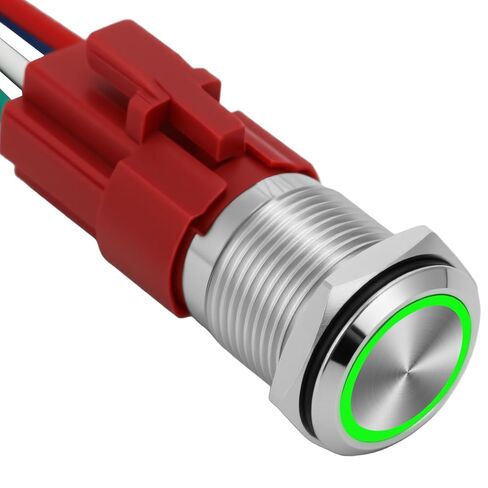 4 مم إغلاق زر التبديل 12 فولت العاصمة على قبالة الذات مع LED angel eye رأس لمدة 0.63 "ثقب التثبيت مع قابس مقبس السلك (LED Black Shell Blue) in Saudi Arabia
