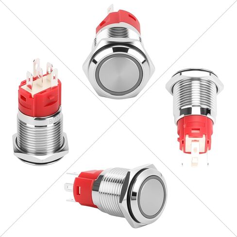 4 مم إغلاق زر التبديل 12 فولت العاصمة على قبالة الذات مع LED angel eye رأس لمدة 0.63 "ثقب التثبيت مع قابس مقبس السلك (LED Black Shell Blue) in Saudi Arabia