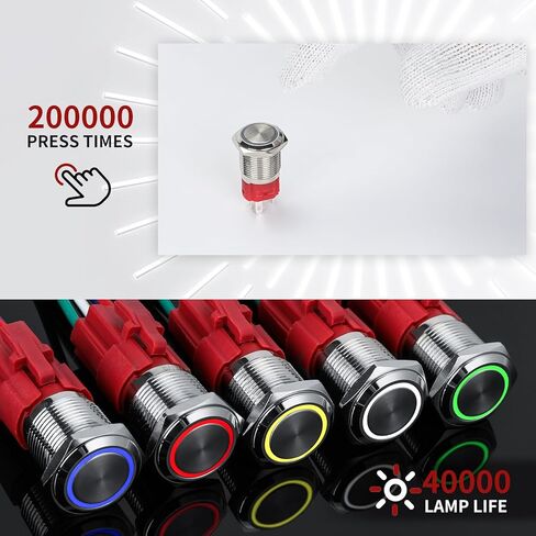 4 مم إغلاق زر التبديل 12 فولت العاصمة على قبالة الذات مع LED angel eye رأس لمدة 0.63 "ثقب التثبيت مع قابس مقبس السلك (LED Black Shell Blue) in Saudi Arabia