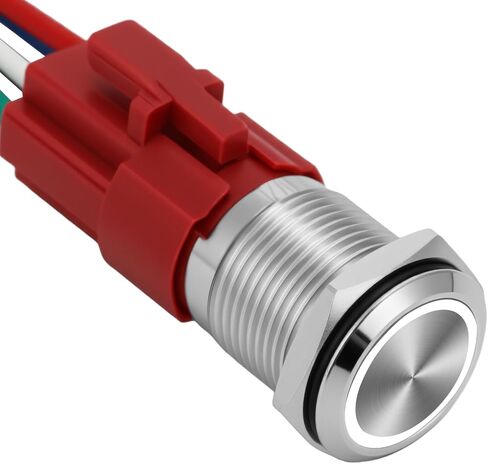 4 مم إغلاق زر التبديل 12 فولت العاصمة على قبالة الذات مع LED angel eye رأس لمدة 0.63 "ثقب التثبيت مع قابس مقبس السلك (LED Black Shell Blue) in Kuwait