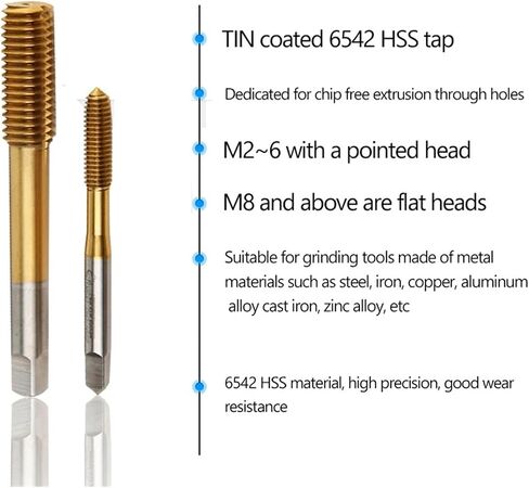 HSS Flutonging Machine Taps Metric Through Thread Prouding Titanium Nitride Coating for Stainless Step بواسطة صنابير البثق (5pcs ، M12x1.75) in Saudi Arabia