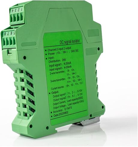 Signal isolator power supply current transmitter 4-20mA to 0-10V isolator distribution signal distributor 4-20mA analog isolation 0-5V(2 input 2 output,INPUT 0-10V_DC24V POWER SUPPLY_OUTPUT 4-20MA) in Saudi Arabia