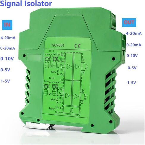 Signal isolator power supply current transmitter 4-20mA to 0-10V isolator distribution signal distributor 4-20mA analog isolation 0-5V(2 input 2 output,INPUT 0-10V_DC24V POWER SUPPLY_OUTPUT 4-20MA) in Saudi Arabia
