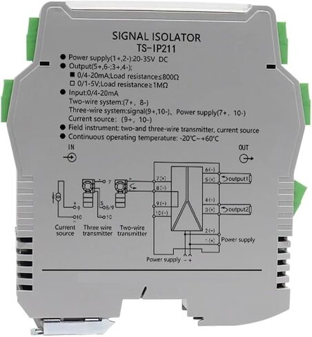 DIN Rail Analog Signal Converter 4-20ma to 0-10V/0-5V 2 in 2 Out Signal 35MM Isolator Voltage Current Signal Conditioner(1 in 1 Out,0-5V Output_DC24 V Power Supply_0-10V) in Saudi Arabia
