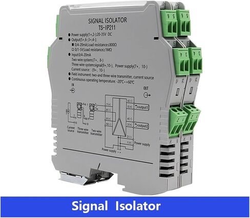 DIN Rail Analog Signal Converter 4-20ma to 0-10V/0-5V 2 in 2 Out Signal 35MM Isolator Voltage Current Signal Conditioner(1 in 1 Out,0-5V Output_DC24 V Power Supply_0-10V) in Saudi Arabia