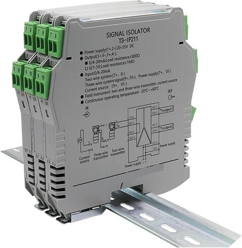 DIN Rail Analog Signal Converter 4-20ma to 0-10V/0-5V 2 in 2 Out Signal 35MM Isolator Voltage Current Signal Conditioner(1 in 1 Out,0-5V Output_DC24 V Power Supply_0-10V) in Saudi Arabia