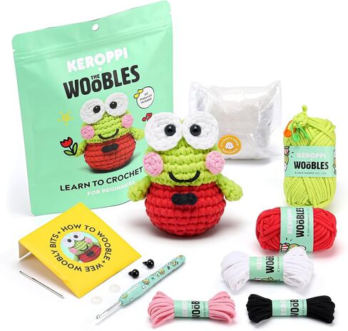 مجموعة Crochet Crocket Kit مع غزل سهلة كما يظهر على Shark Tank - مع دروس فيديو خطوة بخطوة - Pochacco Crochet Kit (Keroppi) in Kuwait