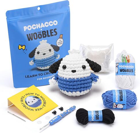 مجموعة Crochet Crocket Kit مع غزل سهلة كما يظهر على Shark Tank - مع دروس فيديو خطوة بخطوة - Pochacco Crochet Kit (Keroppi) in Kuwait