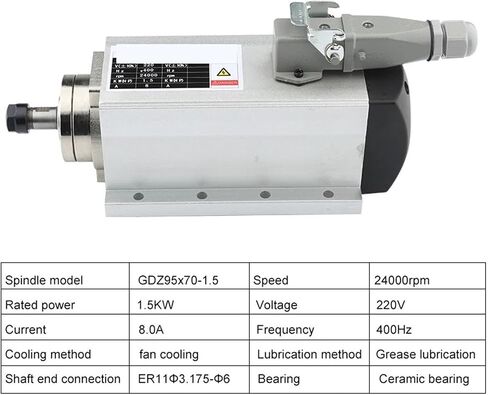 1.5kW ER11 محرك مغزل مبرد بالهواء مع شفة 220V 380V 24000 دورة في الدقيقة (1.5kw ER11 380V) in Saudi Arabia