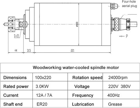 3KW محرك المغزل المبرد بالمياه ER20 Chuck 220V 380V GDZ-100-3.0 القطر 100 مم (3.0KW 220V) in Saudi Arabia