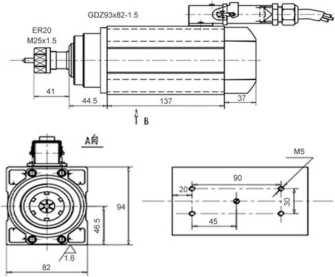 1.5kw ER20 مغزل مبرد بالهواء 220V 380V مربع (1.5kw 380V مربع) in Saudi Arabia