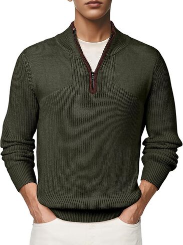 JMIERR Mens Quarter Zip Sweater Lightweight Mock Neck Casual Long Sleeve Knitted Solid Pullover Sweaters in Saudi Arabia