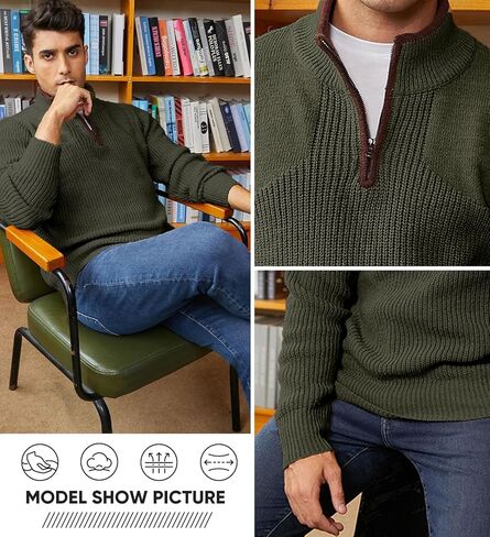 JMIERR Mens Quarter Zip Sweater Lightweight Mock Neck Casual Long Sleeve Knitted Solid Pullover Sweaters in Saudi Arabia