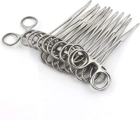 Pack of 12 O.R Grade Mosquito HEMOSTAT Locking FORCEP 5" Straight Serrated TP A+ Quality in Saudi Arabia