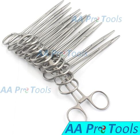 Pack of 12 O.R Grade Mosquito HEMOSTAT Locking FORCEP 5" Straight Serrated TP A+ Quality in Saudi Arabia
