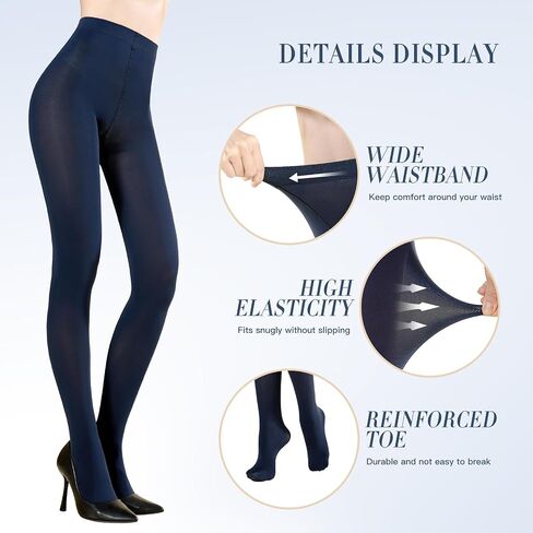 MANZI Women's Solid Color Semi Opaque Footed Tights Soft Stretch Pantyhose in Kuwait