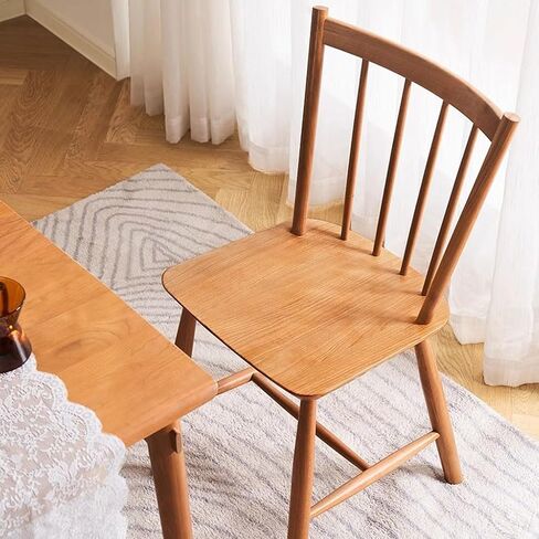 Office Chair Retro Solid Wood Kitchen Chair with Wide Round Backrest Dining Chair Office Chair with Curved Backrest and Solid Wood Legs Home Office Desk Chairs in Saudi Arabia