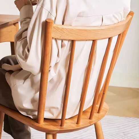 Office Chair Retro Solid Wood Kitchen Chair with Wide Round Backrest Dining Chair Office Chair with Curved Backrest and Solid Wood Legs Home Office Desk Chairs in Saudi Arabia