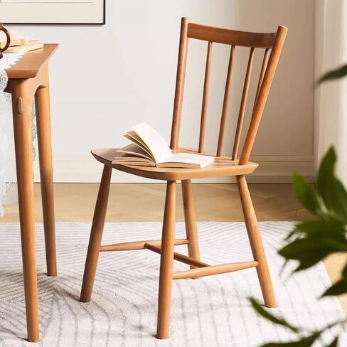 Office Chair Retro Solid Wood Kitchen Chair with Wide Round Backrest Dining Chair Office Chair with Curved Backrest and Solid Wood Legs Home Office Desk Chairs in Saudi Arabia