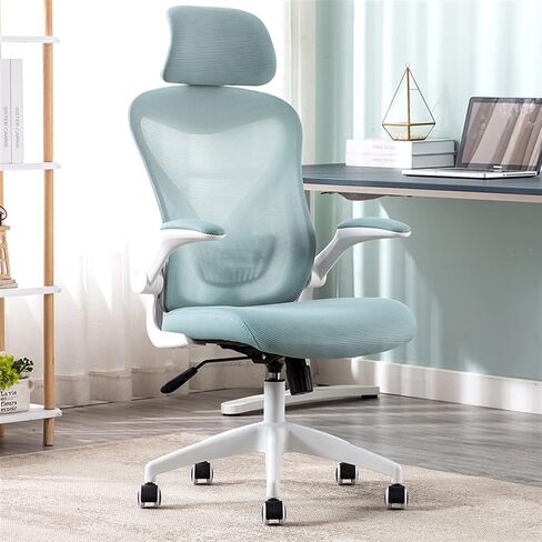Office Chair Ergonomic Office Chair Swivel Chair Task Chair Desk Chair Lumbar Support, Breathable, Thick Seat Cushion and Adjustable Headrest Home Office Desk Chairs(Blue) in Saudi Arabia