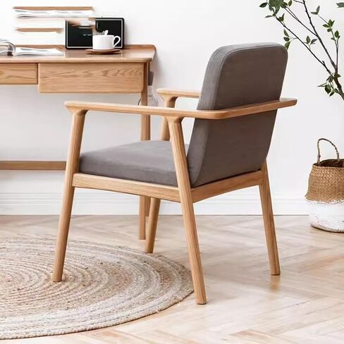 Office Chair Wood Color Dining Chair Comfortable Lounge Armchair Modern Dining Room Chair with Solid Wood Frame and Thick Cushion Home Office Desk Chairs(B) in Saudi Arabia