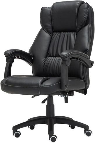 Office Chair Ergonomic Office Chair Executive Office Pc Desk Chair with Arms Black Leather Soft Swivel Chair with Wheels Pc Desk Chair Home Office Desk Chairs in Saudi Arabia