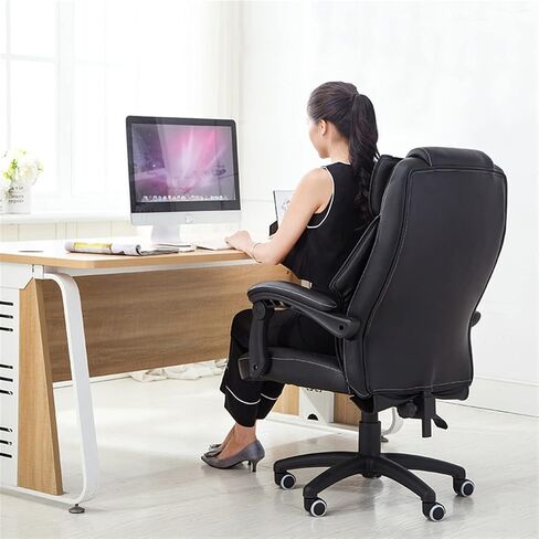 Office Chair Ergonomic Office Chair Executive Office Pc Desk Chair with Arms Black Leather Soft Swivel Chair with Wheels Pc Desk Chair Home Office Desk Chairs in Saudi Arabia