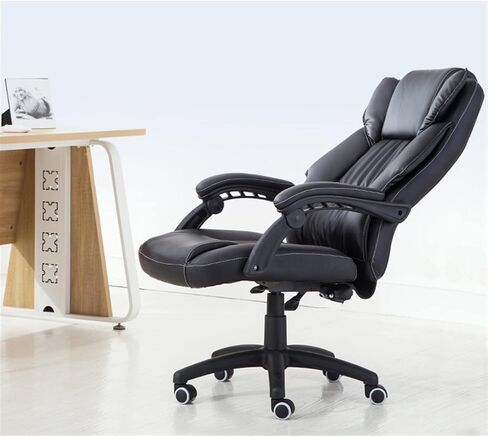 Office Chair Ergonomic Office Chair Executive Office Pc Desk Chair with Arms Black Leather Soft Swivel Chair with Wheels Pc Desk Chair Home Office Desk Chairs in Saudi Arabia
