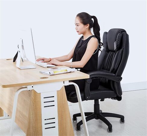Office Chair Ergonomic Office Chair Executive Office Pc Desk Chair with Arms Black Leather Soft Swivel Chair with Wheels Pc Desk Chair Home Office Desk Chairs in Saudi Arabia