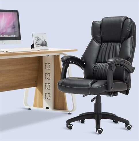 Office Chair Ergonomic Office Chair Executive Office Pc Desk Chair with Arms Black Leather Soft Swivel Chair with Wheels Pc Desk Chair Home Office Desk Chairs in Saudi Arabia