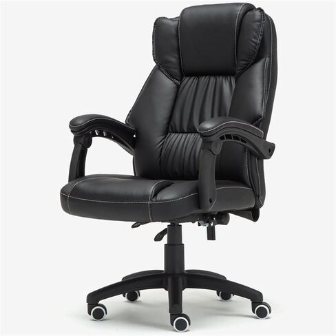 Office Chair Ergonomic Office Chair Executive Office Pc Desk Chair with Arms Black Leather Soft Swivel Chair with Wheels Pc Desk Chair Home Office Desk Chairs in Saudi Arabia