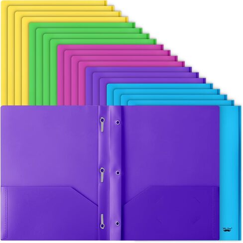 Mr. Pen- Black Plastic Folders with Pockets and Prongs, 24 Pack, Letter Size, Black Flexible Plastic Folders with Prongs, Clear Front Pocket and Card Slot in Saudi Arabia