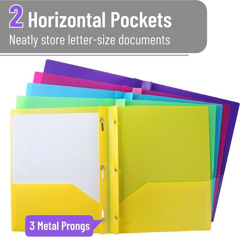 Mr. Pen- Black Plastic Folders with Pockets and Prongs, 24 Pack, Letter Size, Black Flexible Plastic Folders with Prongs, Clear Front Pocket and Card Slot in Saudi Arabia