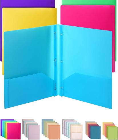 Mr. Pen- Black Plastic Folders with Pockets and Prongs, 24 Pack, Letter Size, Black Flexible Plastic Folders with Prongs, Clear Front Pocket and Card Slot in Saudi Arabia