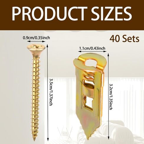 80Pcs Self Drilling Anchor Screws 40pcs Metal Drywall Anchors and 40Pcs Sheetrock Screws No Drill Needed Dry Wall Anchors for Fixing TV Shelf Cabinet Curtains Calligraphy in Kuwait
